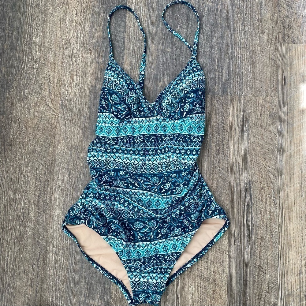 KONA SOL WOMEN'S SHIRRED ADJUSTABLE TIE ONE PIECE SWIMSUIT size M - Picture 3 of 6
